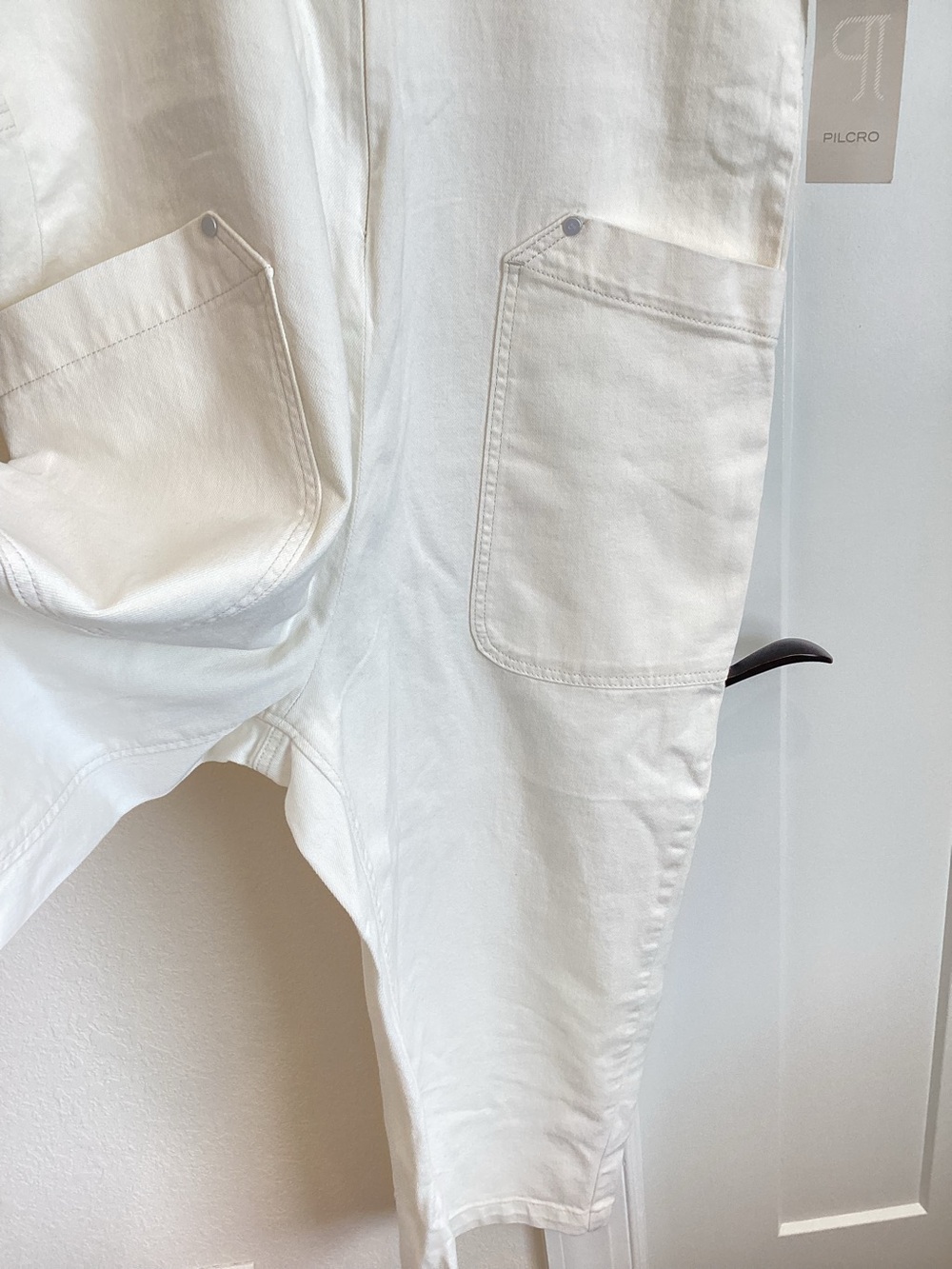 Anthropologie Overalls Pilcro Zip-Front Wide-Leg Overalls New Medium Ivory - Picture 7 of 14